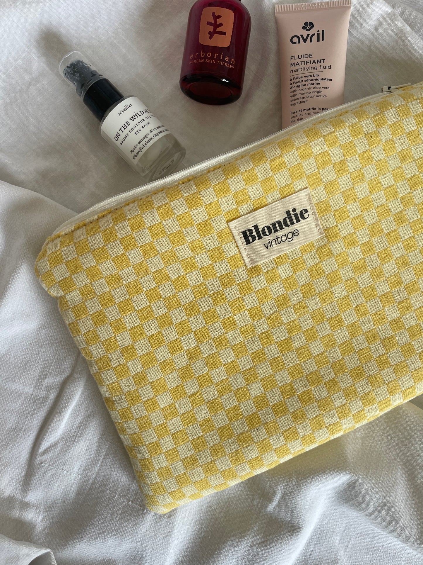 Grande pochette damier jaune