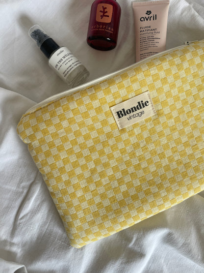 Grande pochette damier jaune